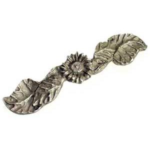 Emenee OR163-AMS Premier Collection Sunflower Handle 4-1/2 inch x 1 inch in Antique Matte Silver Floral Series